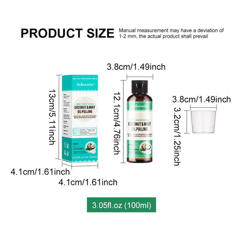 60 100ml Coconut Oil Pumping Mouthwash, Coconut & Mint Flavor Pulling Oil, Oral Care Mouthwash,  Teeth Cleaning,  Fresh Breath Mouthwash for Daily Use