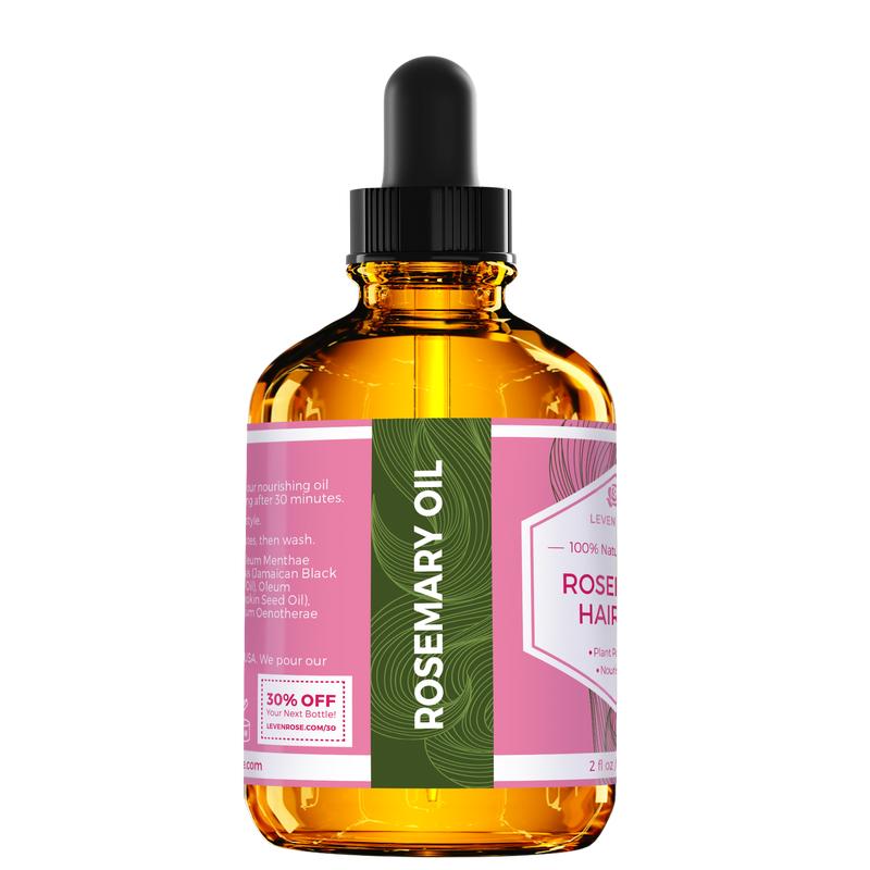 Leven Rose Organic Rosemary Hair Growth Oil 2 oz - Experience Comfort with Castor Oil, Argan Oil & Evening Primrose for Nourished, Moisturized Hair