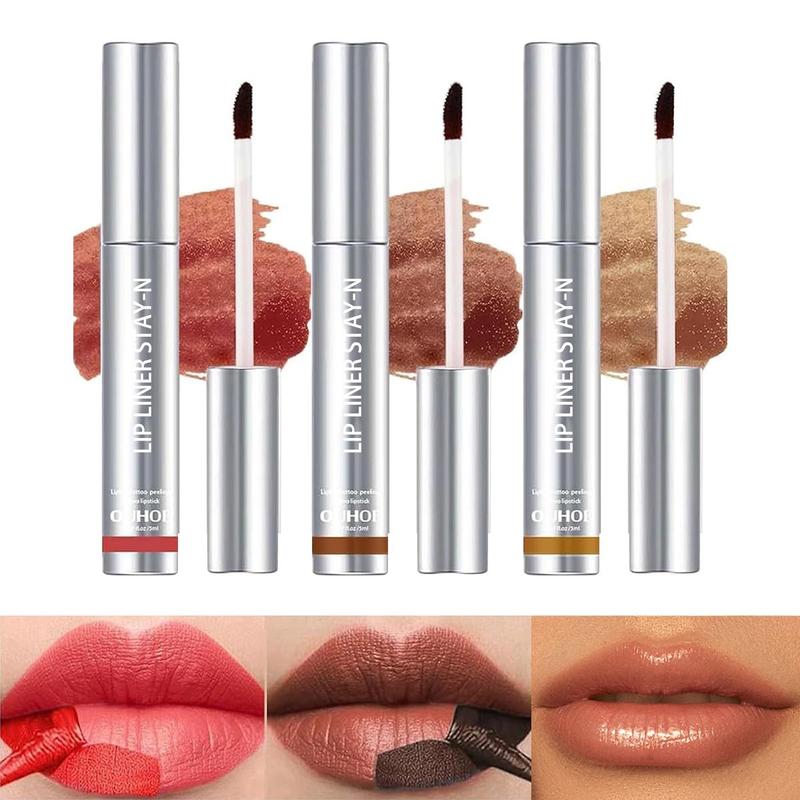 [$19.99 Get 3 Pack] 3PCS Peel Off Lip Liner Long Wear Tattoo Lip Liner, Matte Finish, Long Lasting, Waterproof, Transfer-proof, Makeup Lipliner