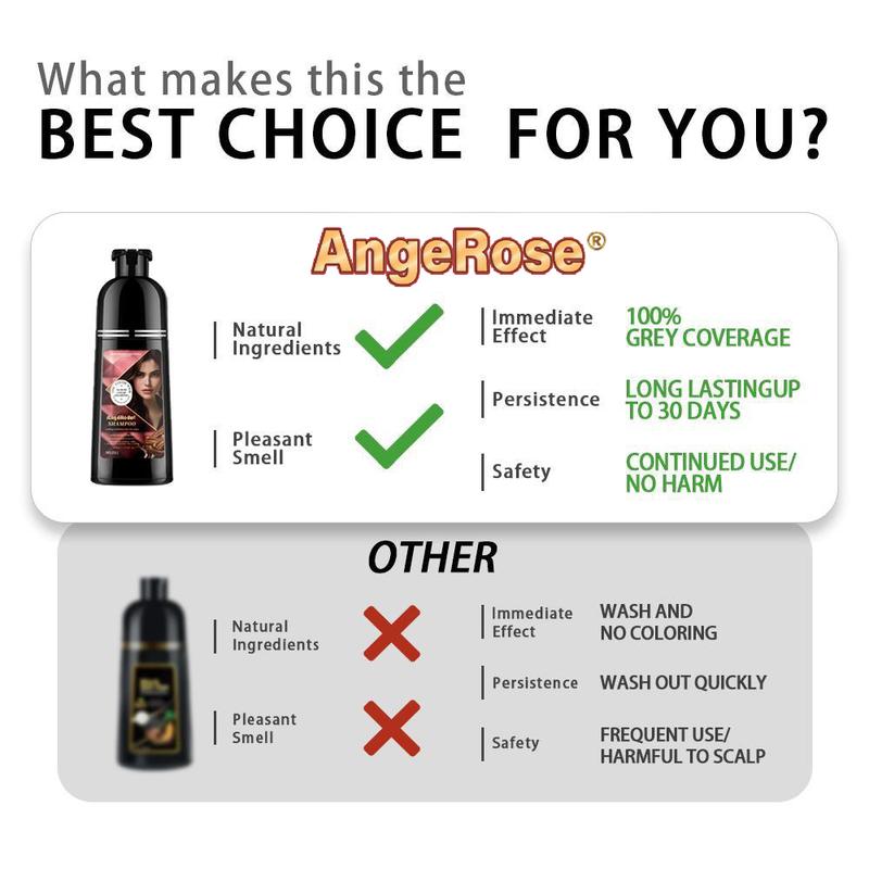 AngeRose Hair color Shampoo, Multiple-color, Wine Red, Chestnut Brown, Nature Black, Hair Long-lasting & Coverage for Gray Hair,  400 ml , Perfect Gift for Women&Men