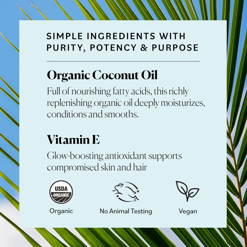 Sky Organics Coconut Oil, Organic Virgin Coconut Oil & Vitamin E for Skin & Hair, Helps Hydrate, Condition & Soften, Moisturizing Hair Oil & Body Oil, Cold-Pressed & Unrefined, 16.9 fl oz Haircare Moisture