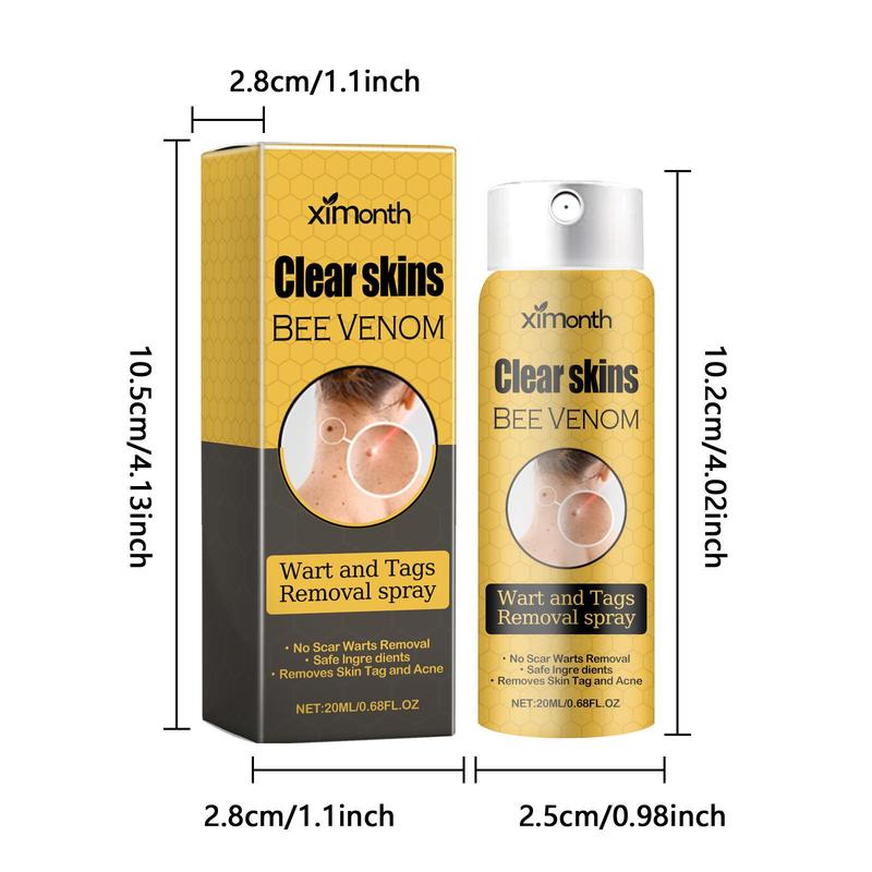 Bee Venom Clears Skin Mole Spray, 2 Counts set Moisturizing Skin Care Spray, Daily Care Non-greasy Formula Suitable for All Skin Types[XIA06-A264-20-YE1]