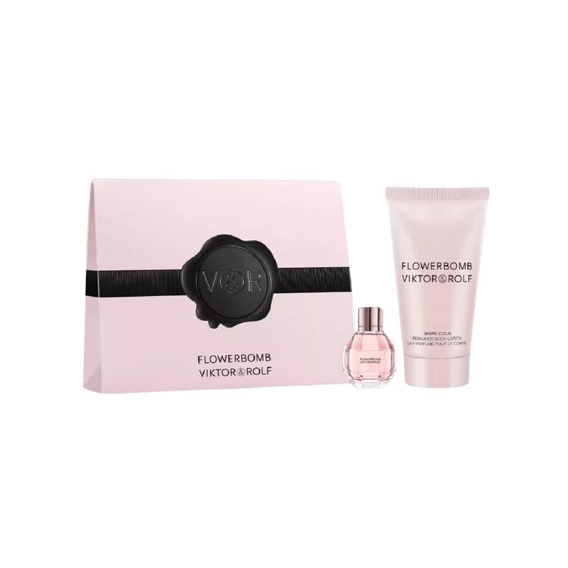 Viktor & Rolf Flowerbomb 2pc Mini Fragrance Gift Set - 7ml EDP & 50ml Body Lotion - Floral Fragrance with Cattleya, Jasmine, and Rose