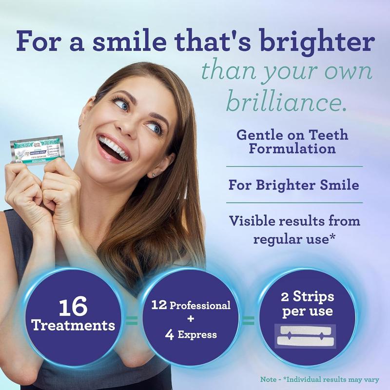 GuruNanda Teeth Whitening Strips - 16 Treatments with - Professional & Express Enamel-Safe Strips for Sensitive Teeth - Non-Slip, Dry Strip Technology