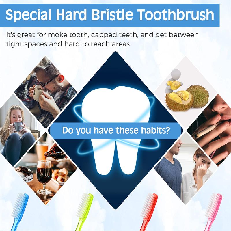 Extra Hard and Firm Toothbrush for Adults Bulk Huge Head Bristle Full Head Toothbrush Manual Toothbrush for Cleaning Tooth Stain Whitening Teeth Toothbrush(8 Pieces)