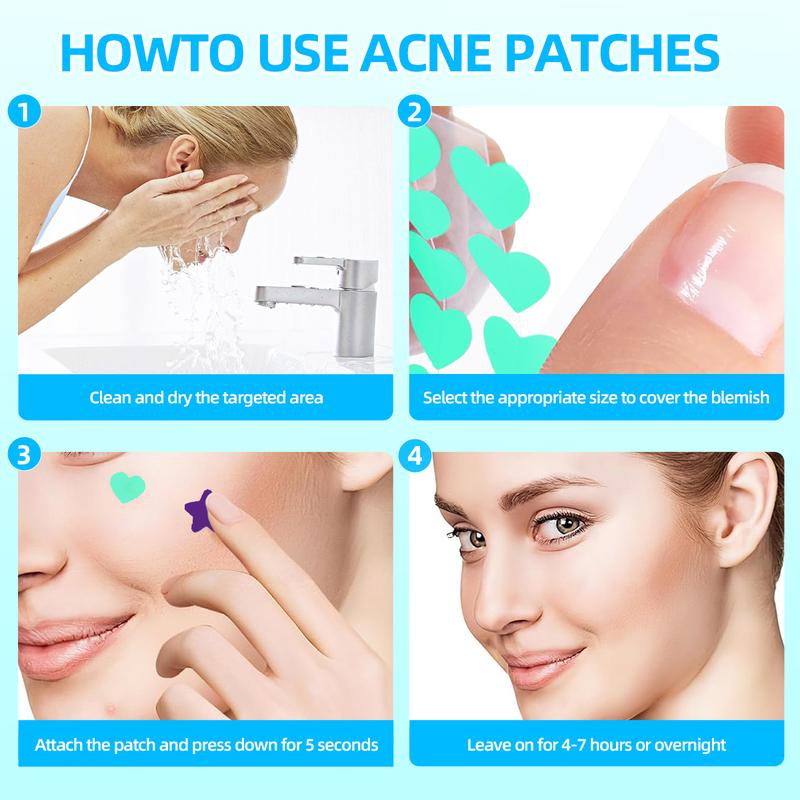 Star acne patch.hydrocolloid Acne patch, Tea Tree Oil,Witch Hazel Extract & Centella Asiatica Extract, 2 sizes Star Patch (240pcs) and Love Patch (216pcs) Skin Repair