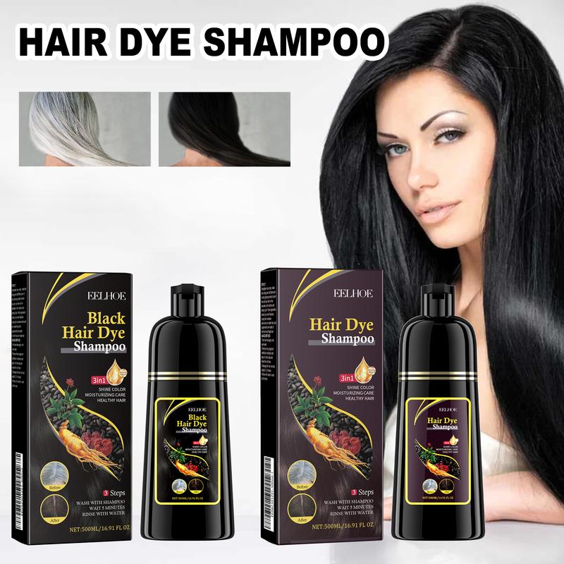 EELHOE Hair Dye Shampoo 3 in 1 for Gray Hair, Herbal Ingredients Shampoo Black Hair Dye for Women Men, Grey Coverage Shampoo shampoo-black hair