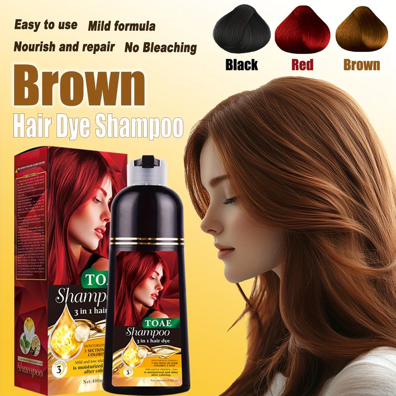 Wine-red &Brown&Black Hair Color Shampoo for Gray Hair Instant Hair Dye Shampoo for Men & Women-3 in 1 Color Shampoo for Dark Hair-Colors in Minutes-Long Lasting-Safe & Easy to Use. Haircare Salon Bowl Dark Brown