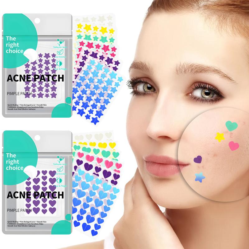 Star acne patch.hydrocolloid Acne patch, Tea Tree Oil,Witch Hazel Extract & Centella Asiatica Extract, 2 sizes Star Patch (240pcs) and Love Patch (216pcs) Skin Repair