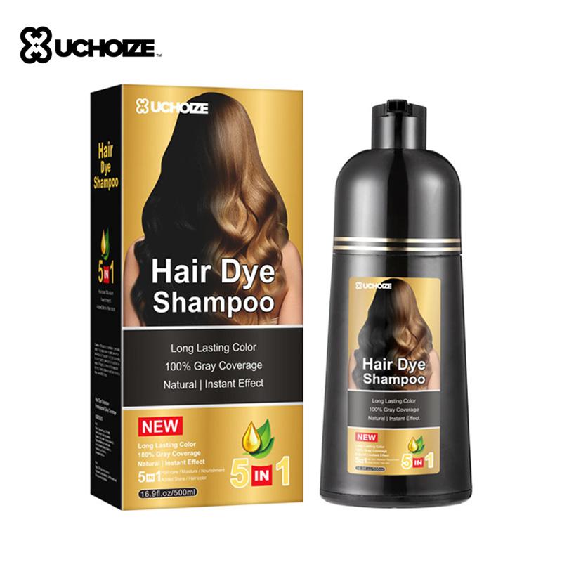 UCHOIZE Hair Dye Shampoo, New Fast-Acting 5-in-1 + 99.99% Gray Hair Coverage - Plant Extracts - Available in Multiple Colors, Change Color, Hair Moisturizing Treatment, Increase Shine, Treatment