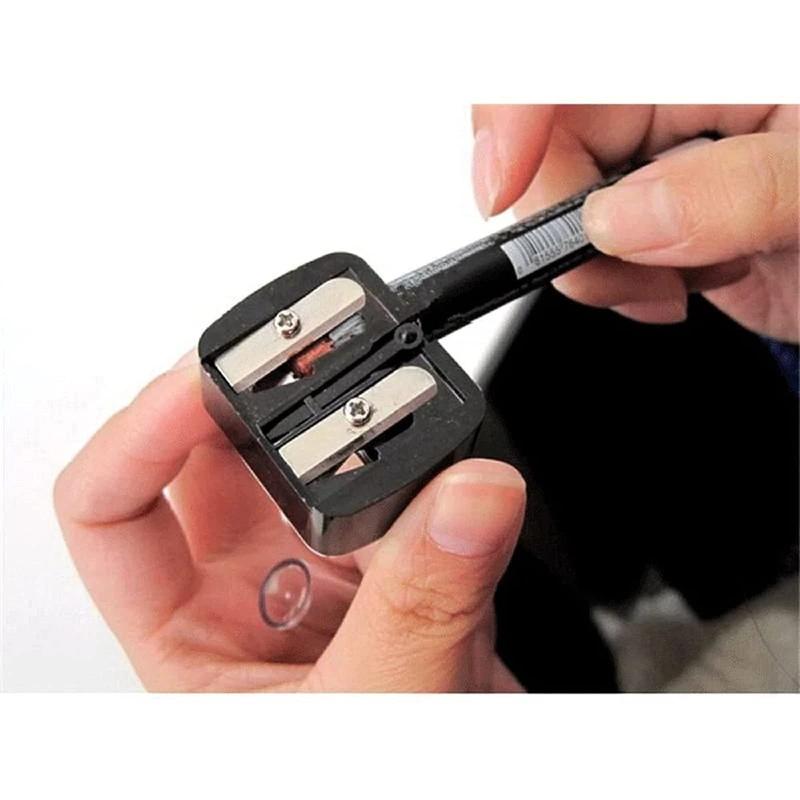 Portable Makeup Eyeliner Pencil Sharpener, Double Hole Sharpener, 2 Sizes Holes for Eyeliner, Brow Pencil, Lip Liner