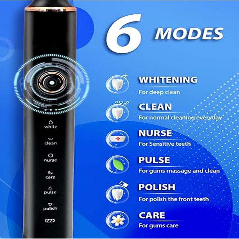 Electric Toothbrushes for Adults, 8 Brush Heads Electric Toothbrush with 37000 VPM Deep Clean 6 Modes 18 Gear, Rechargeable Toothbrushes Fast Charge