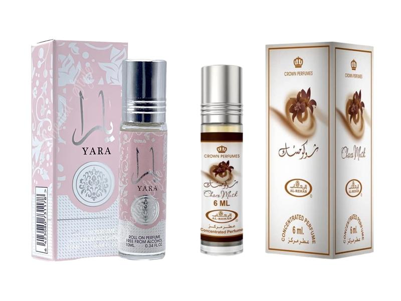 (Bundle Pack) 6ml Choco Musk by Al-Rehab + 10ml Yara by Ard Al-Zaafaran - Perfume Roll-On Oil