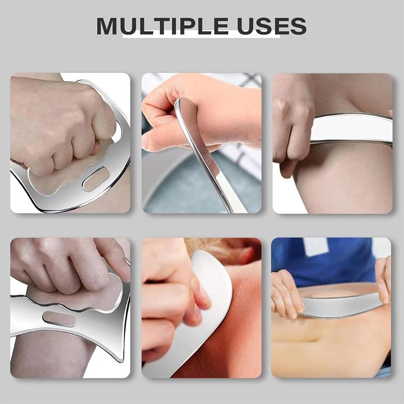 Stainless Steel Manual Massage Tool Set, 3 Counts set Durable Muscle Scraper for Physical, Scraping Massage Tools for Enhancing Muscle Recovery