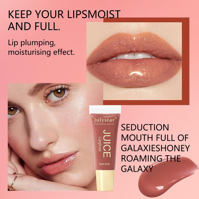 Long-lasting Lip Gloss, Tinted Moisturizing Liquid Lip Balm, Glossy Lip Glaze Stick, Smudge-Proof Plumping Lip Tint for All Occasions Makeup, Girls and Women