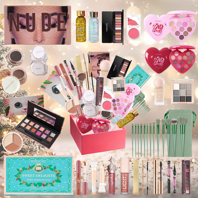 Christmas 35 Makeup Tools for Beginners - Cosmetic Set,Essential Makeup Items for a Stunning Look: Your Ultimate Cosmetic Collection  for Starters