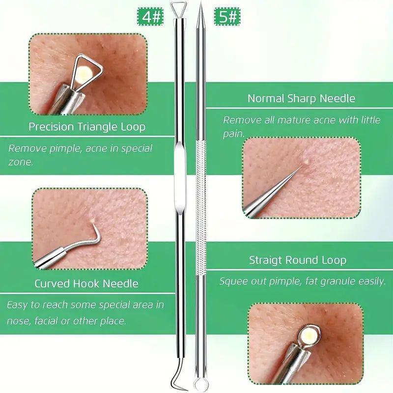 Stainless Steel Blackhead Cleaner Tool Set, 8 Counts set Blackhead Extractor Tool, Professional Skincare Tools for Women & Men