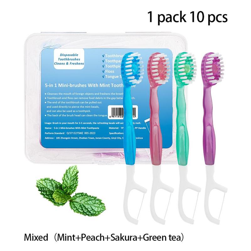 Disposable Toothbrush Set, 10pcs set Portable Travel Toothbrush with Toothpaste, Oral Care Tool for Home & Travel, Oral Hygiene Products, Christmas Gift