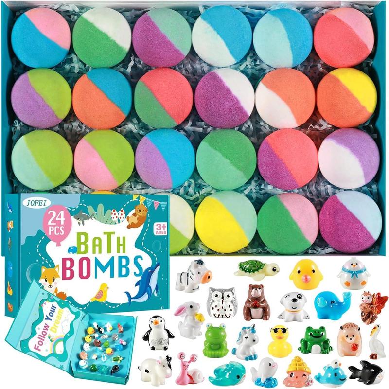 Natural Organic Kids Bath Bombs Gift Set with Surprise Toys Inside - 24 Pack - Skin Care, Skin Repair