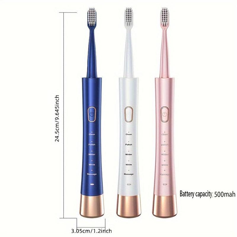 Electric Toothbrush Set, 1 Box Ultrasonic Electric Toothbrush with 6 Counts Brush Heads, Waterproof Oral Care Toothbrush for Home & Travel