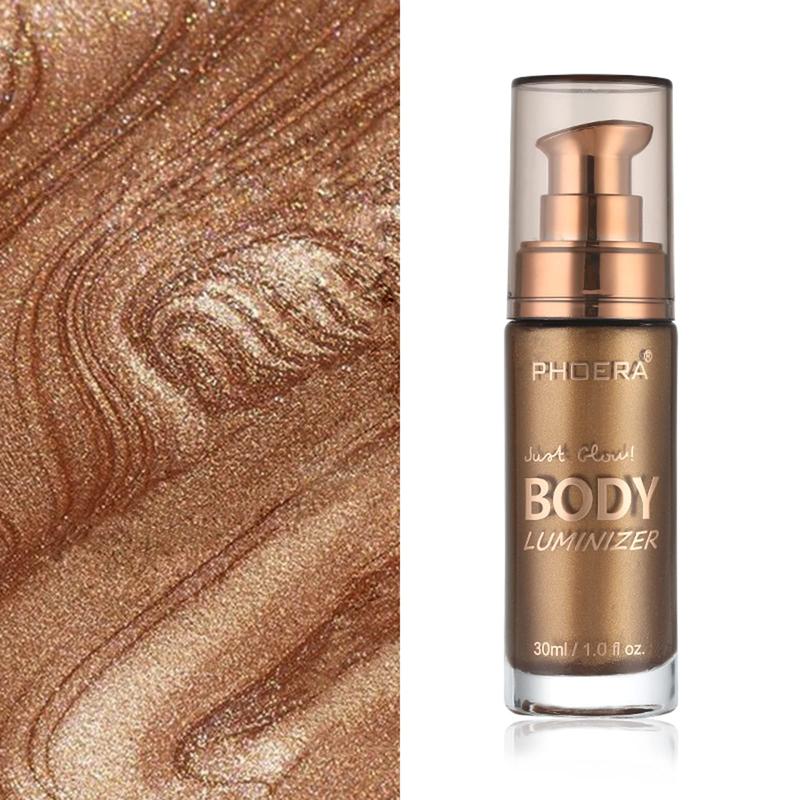 Body Shimmer Oil, Waterproof Long Lasting Moisturizing Body Luminizer Glow For Face , Liquid Illuminator Highlighter 1oz Jars, Makeup Brush Include