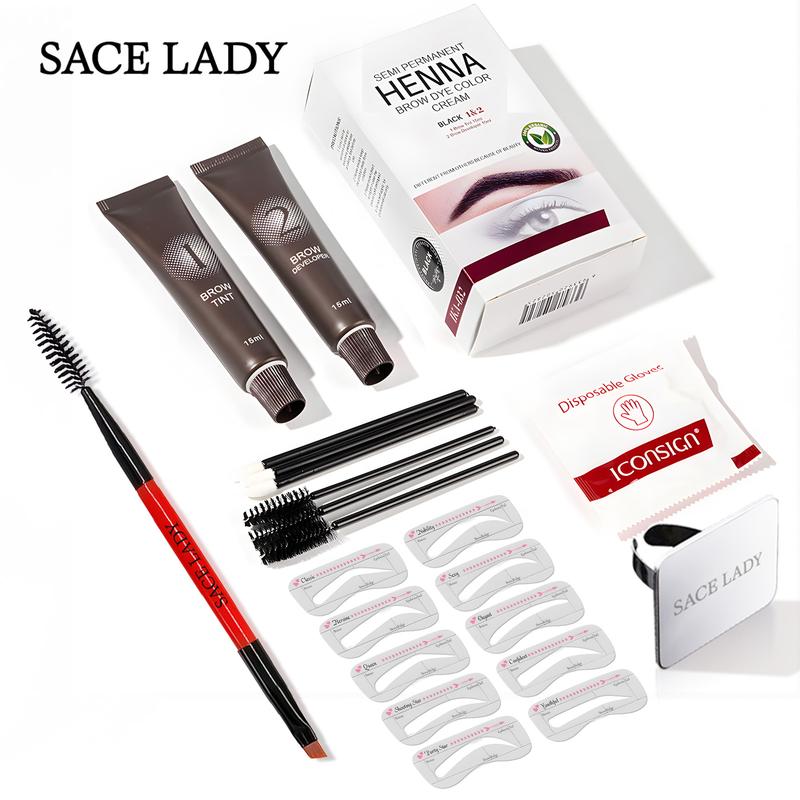 SACE LADY Semi-Permanent Eyebrow Dye Paste Set Waterproof Long-lasting Sweat-proof Hair Color Kit Makeup Cosmetic