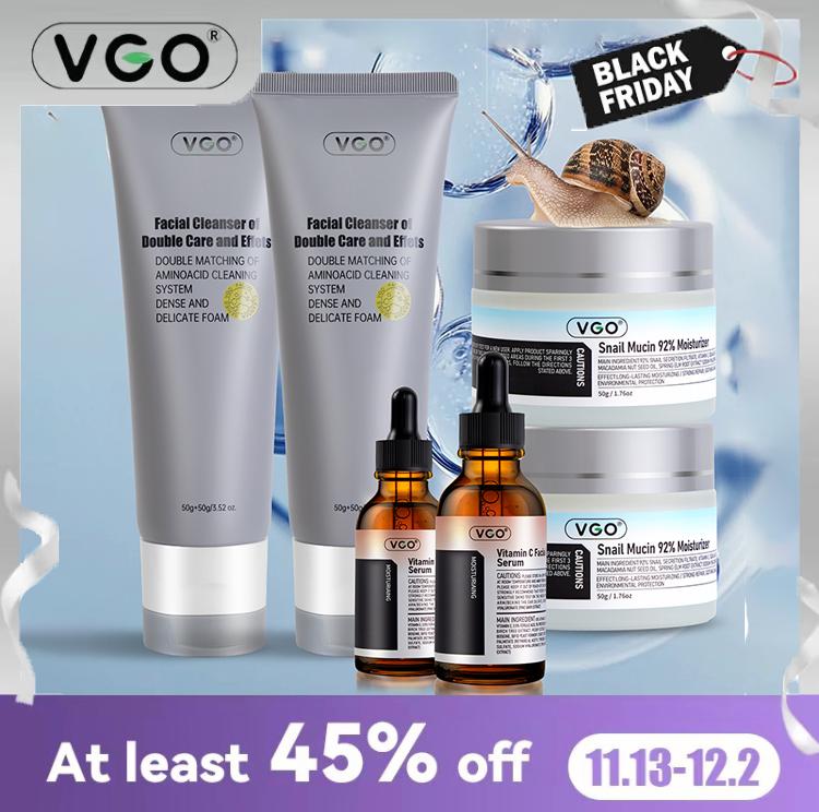 VGO-Vitamin C Serum Moisturizer and Facial Cleanser Set Suitable for sensitive skin and Skincare Facial Daily Moisture Serum Gentle