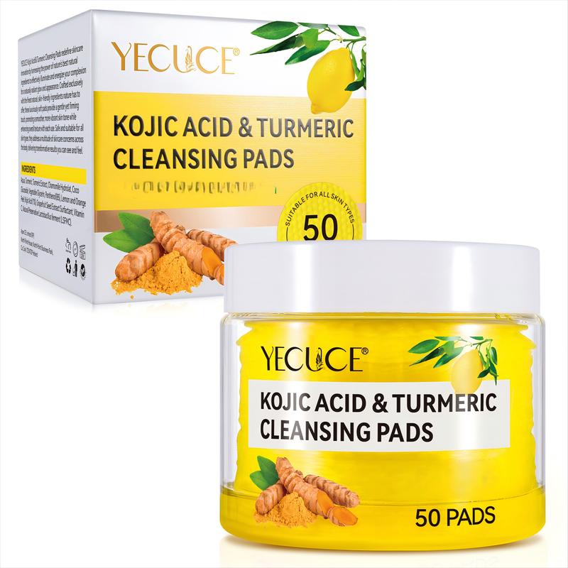 YECUCE Kojic Acid & Turmeric Cleansing Pads - Pack of 50 Makeup Makeup Remover Cosmetic