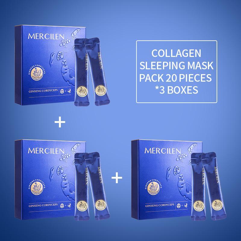 Collagen Sleeping Mask, 3 Boxes Moisturizing Facial Mask, Hydrating Facial Mask, Portable Travel Facial Skin Care Product for Women & Men