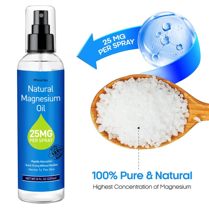 Pure MagnesiumOil Spray with Lavender - Big 8 fl oz Topical Magnesium Chloride for feet, Organic Natural Magnesium Spray from Ancient Zechstein Seabed Body Care aceite de spray magnesium