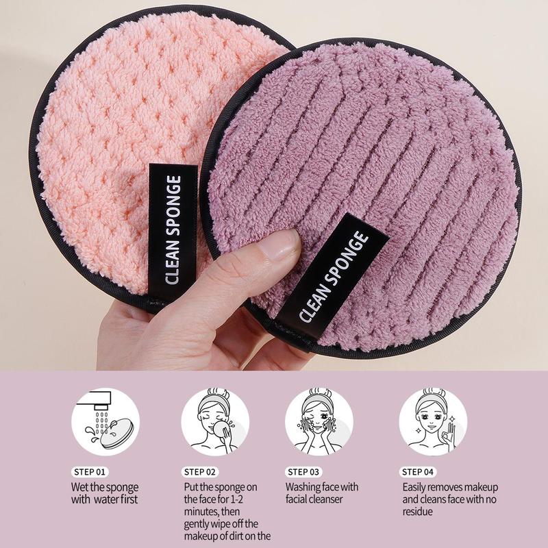 Facial Cleaning Sponges, 8 Counts Double-sided Facial Skin Care Pads, Plaid Facial Cleaning Pads for Daily Use, Face Washing & Makeup Remover Tools for Women