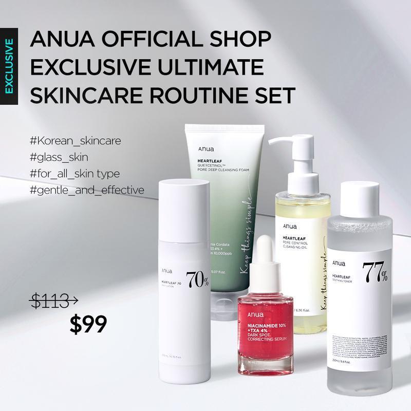 [Anua Shop] Uitimate SkincareRoutine (Cleansingoil + Facial FoamCleanser +Toner +darkspotsserum +Moisturizer) Hydrating Korean Skincare Skin Repair Comfort