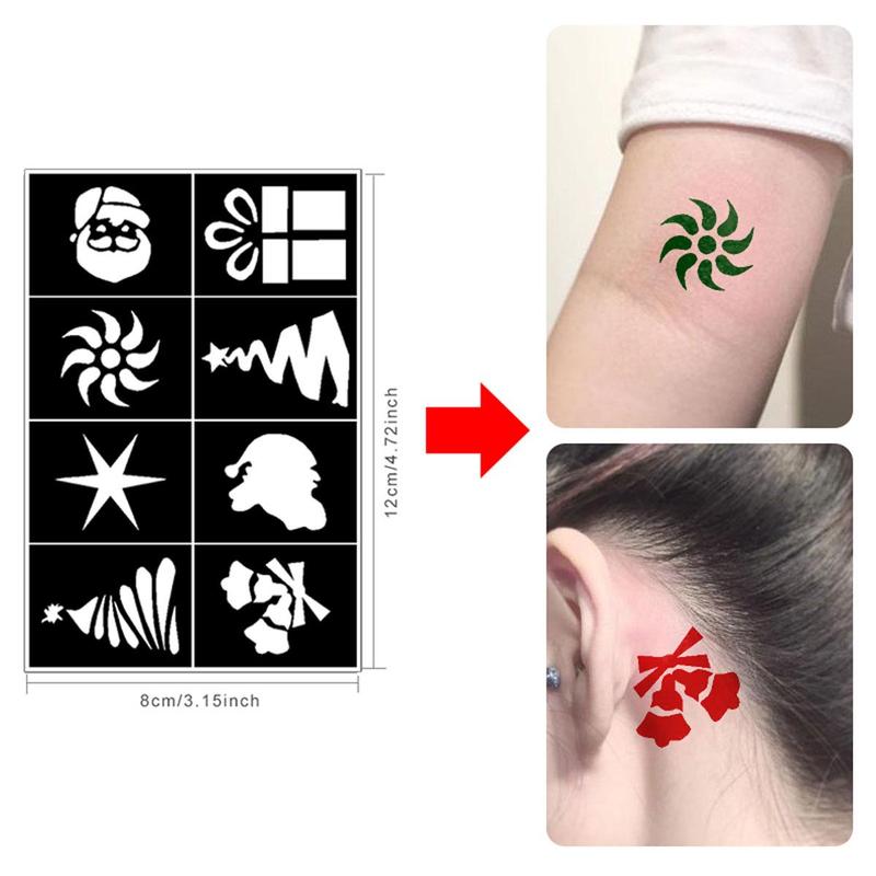 Temporary Tattoo Stencils Kit, 20pcs set Diverse Shapes and Designs for Stage, Music Festivals, Holiday Gifts, Body Art DIY Tool