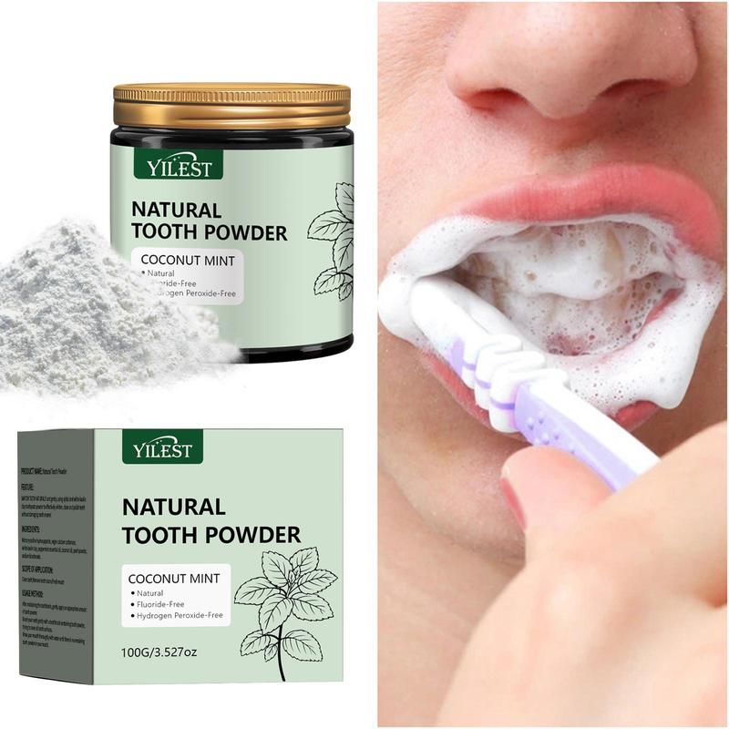 Natural Mineral Tooth Powder, 1 Box Coconut Mint Flavor Teeth Powder, Polishing and Deep Cleaning for Fresh Breath, Suitable for Daily Oral Care