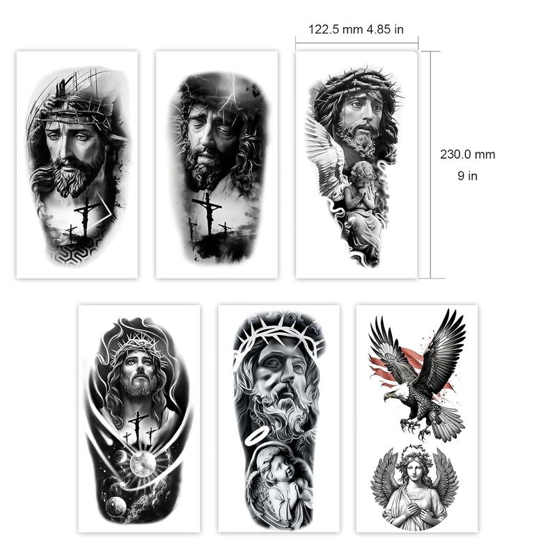 Temporary Religious Tattoos, Angels, Jesus, Mary, Stickers, Jesus Temporary Tattoo, Christ Temporary Tattoo, Angel Temporary Tattoo, arge temporary tattoos for men and women