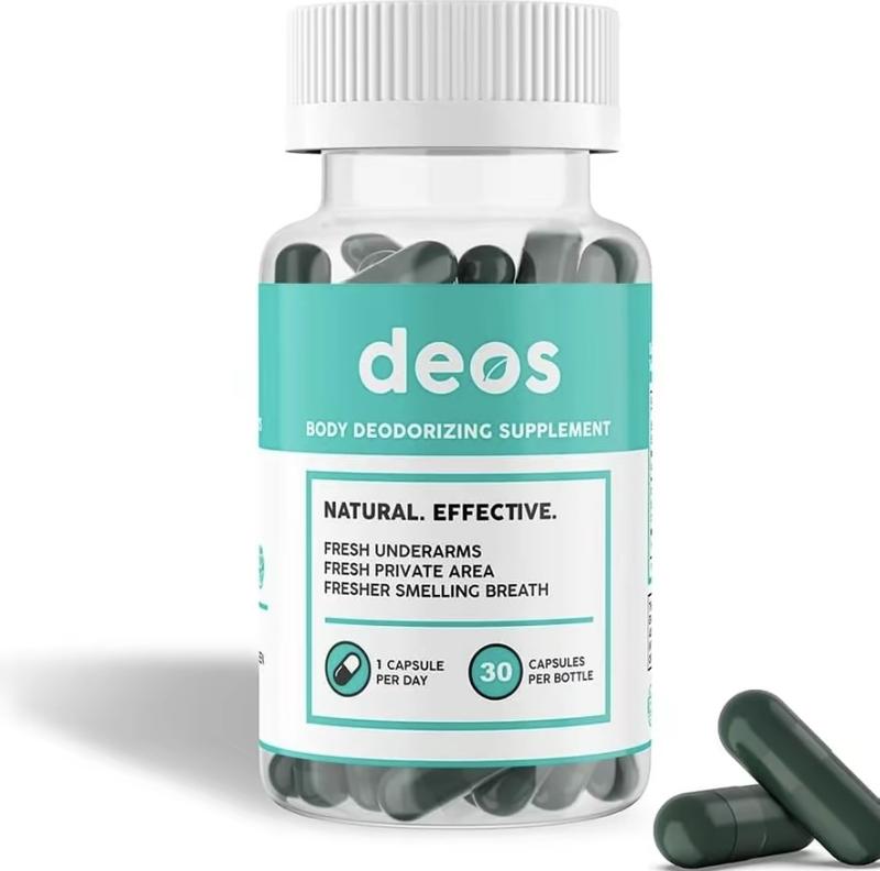 DEOS Internal Deodorant Supplement- Full Body Deodorizer for Gut Health, Skin Health, Detox & Digestion Support- Natural Odor Control Chlorophyll vitamin for Head- to-Toe Freshness（30 Capsules）