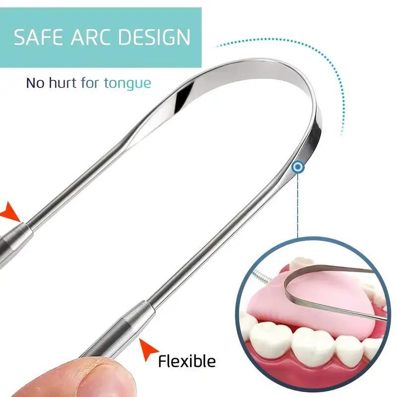 Gift for Father's Day, U-shaped Tongue Scraper (4 Counts set), Stainless Steel Tongue Cleaner, Oral Care Tool for Daily Use, Breath Freshener, Tongue Scraper for Men & Women