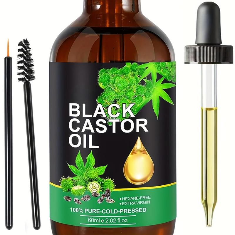 60ml Organic Jamaican Black Castor Oil – Cold Pressed in Glass Bottles for Hair, Skin, Face, Eyelashes, and Eyebrows – Pure Body Massage Oil