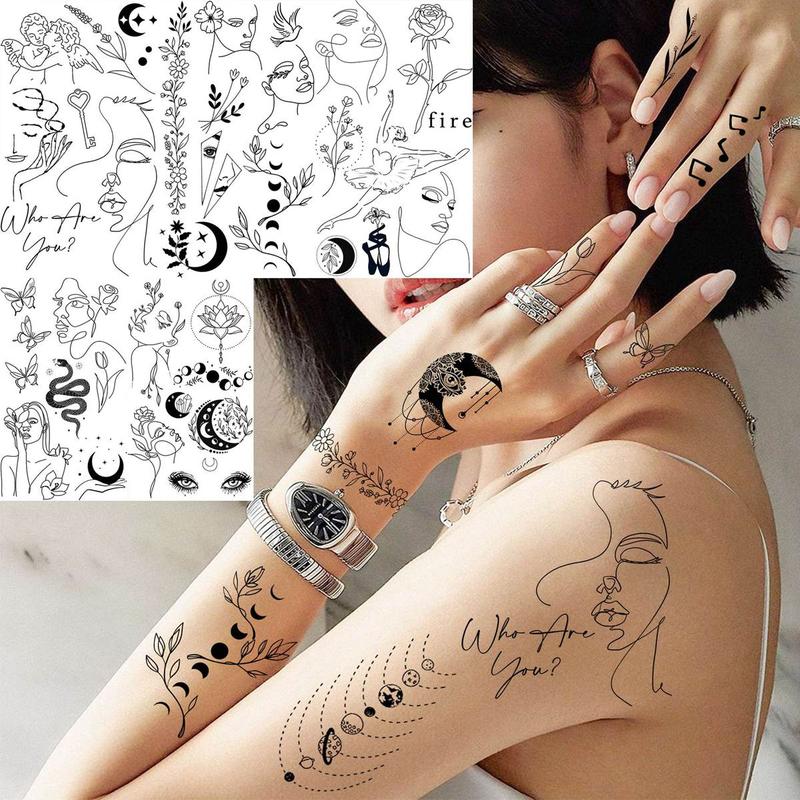 Mixed Style Abstract Pattern Temporary Tattoo Sticker, 28pcs set Fake Tattoo Sticker, Body Art Decoration Sticker For Women & Men