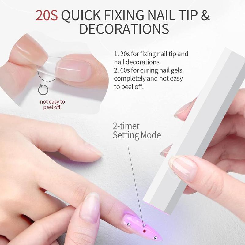 Portable Mini UV LED Nail Lamp, 1 Count USB Rechargeable Handheld Nail Dryer Lamp, Professional Nail Art Manicure Tool for Home & Salon Use, Christmas Gift