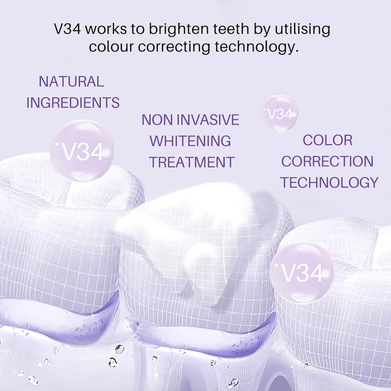 v34 Colour Corrector, Tooth Stain Concealer, Teeth Whitening Booster, Purple Toothpaste, Colour Correcting, Hismile V34, Hismile Colour Corrector, Tooth Colour Corrector