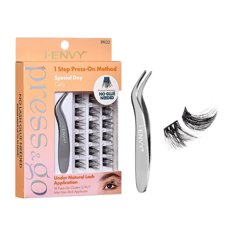 I-Envy Press&Go Self Adhesive Eyelashes Extension and Applicator Eyelashkit, Easy Application Press-On Makeup Lash Extensions, No Glue Press On False Eyelash Clusters, No Damage or Residue Cosmetic