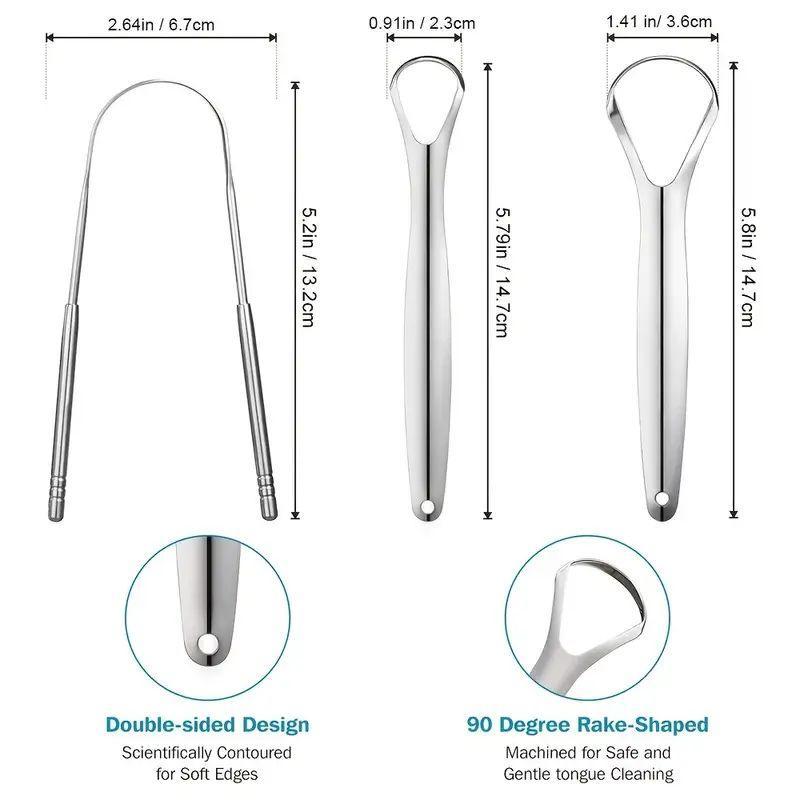 Stainless Steel Tongue Scraper Cleaner Set, 1 2 3 4 Sets Tongue Scraper for Adults, U Shaped Tongue Cleaner for Fresher Breath, Oral Hygiene Care Tools, Mouth Guard, Christmas, Christmas Gift