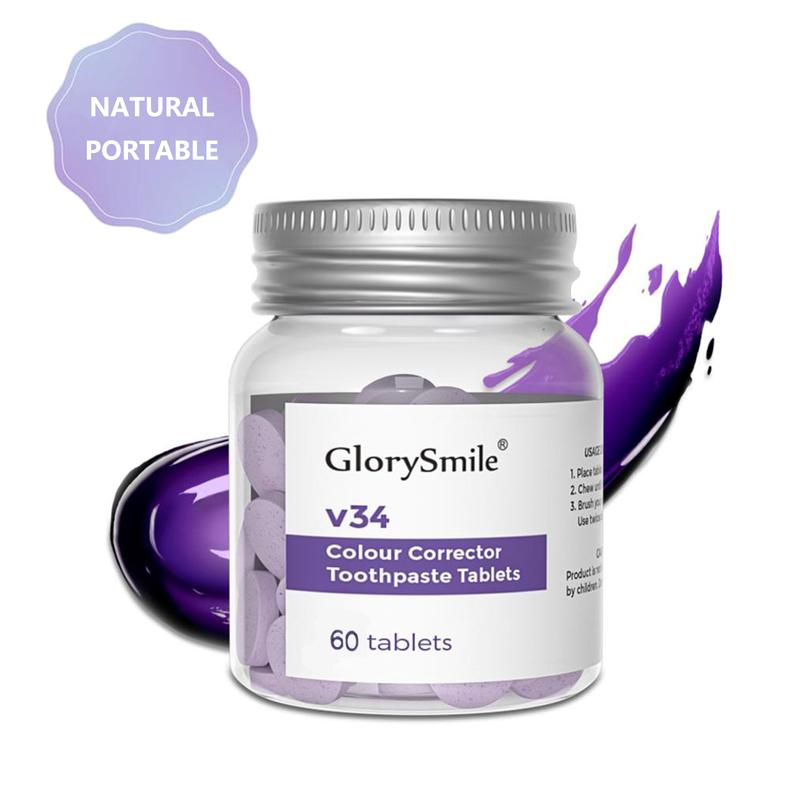 GlorySmile Purple Toothpaste Tablets-30PCS Remineralizing Toothpaste, Chewable Travel Size Vegan Tabs,Glass Jar Oral