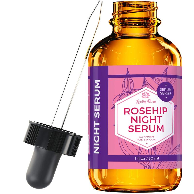 Leven Rose Skincare Rosehip Night Serum - 1 oz, Organic Anti-Aging Oil for Daily Moisture and Skin Repair Bright Calendula