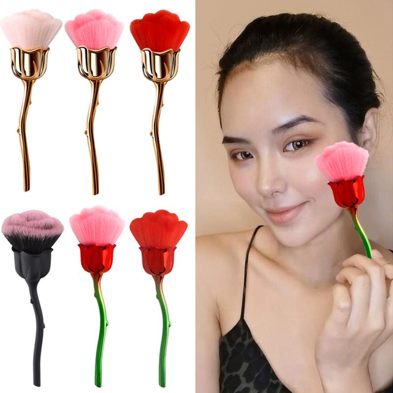 Rose Flower Fluffy Blush Brush Hair Loose Powder Brush Nail Dust Cleaning Manicure Professional Soft Pedicure Makeup Tool Beauty