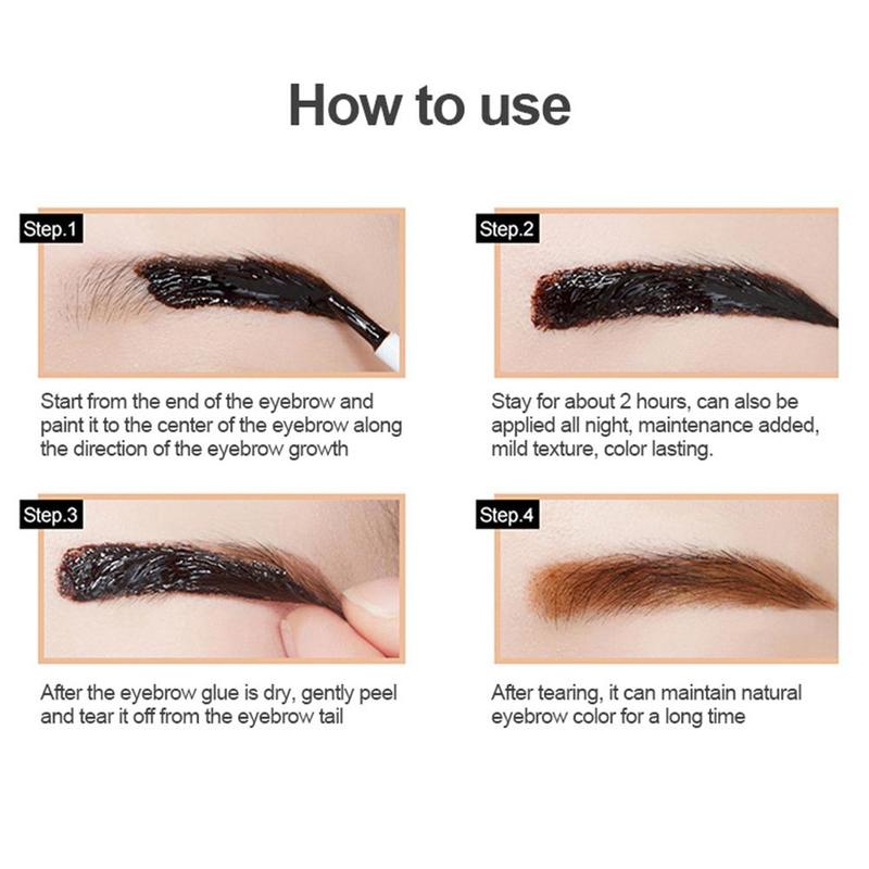 Peel off Eyebrow Dyeing Gel, 1 Count Waterproof Natural Color Tear off Eyebrow Tinted Gel, Brown Color Tone Eye Makeup Product for Women & Girls, Eye Brow Cosmetic Product