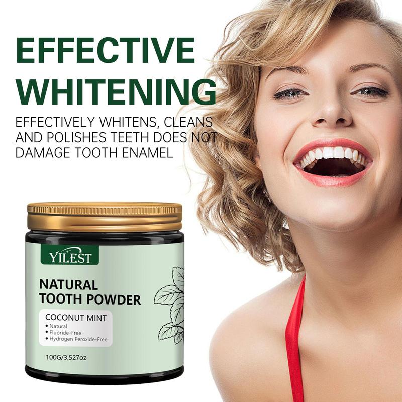 Natural Mineral Tooth Powder, 1 Box Coconut Mint Flavor Teeth Powder, Polishing and Deep Cleaning for Fresh Breath, Suitable for Daily Oral Care