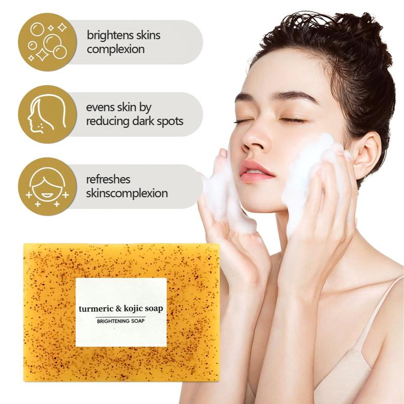 Turmeric & Kojic Acid Brightening Soap, Kojic Acid Soap, Soap Body Care Body Wash Lemon Flawless Organic Skin Care Cleansing Skin Repair Comfort  with Soap Saver Bags Cleanser