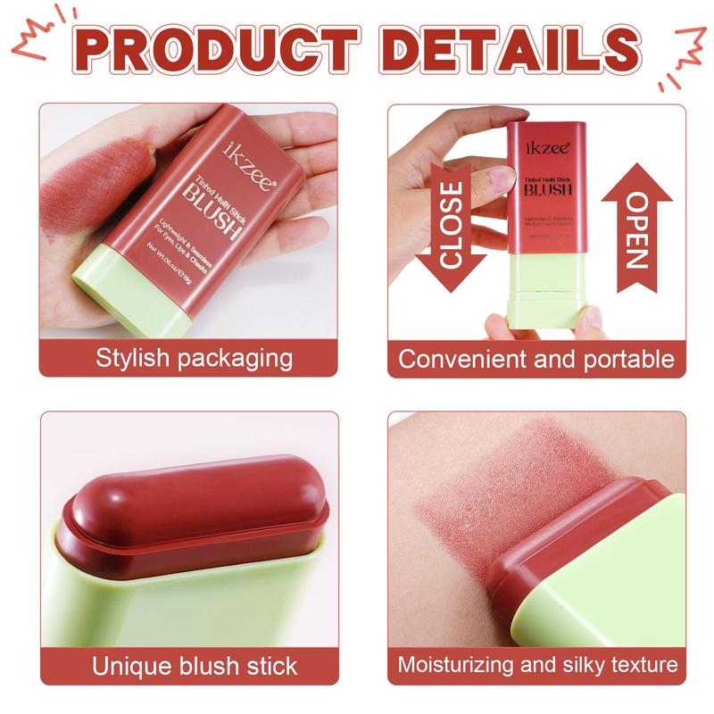 Long-lasting Blush Stick, Natural Blush Stick for Face, Multifunctional Blush Stick for Eyes, Lips, Makeup Tool for Women